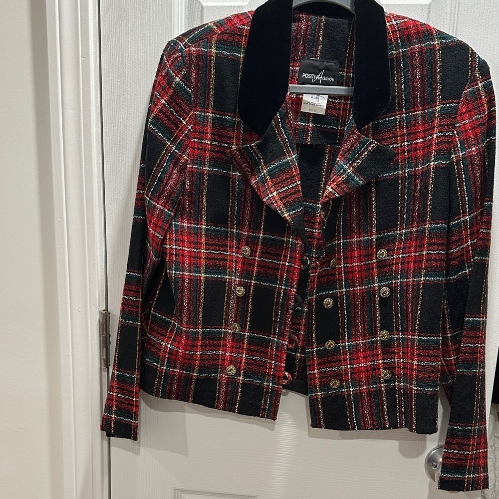 Ralph Lauren style Vintage Plaid Crop Blazer